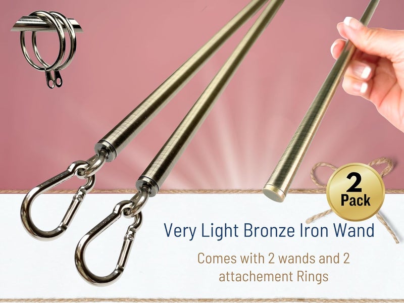 OooWow 46 inch (2 Pack) Light Bronze Iron Curtain Pull Wand - Drapery Pull Rod - Versatile Curtain Wand - Metal Drapery Wand - Drapery Pull Rod (46in AB 2pk) - Image 2